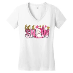 Let It Snow Pink Christmas Women's V-Neck T-Shirt 9 Let It Snow Pink Christmas Women's V-Neck T-Shirt -Noel Outfits Store pd.2526462200.72.25086948.s3.1 front white ffffff none x0y0 138 800x800 1