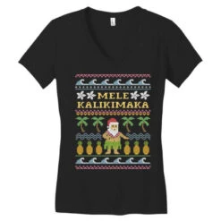 Mele Kalikimaka Christmas Women's V-Neck T-Shirt -Noel Outfits Store pd.2526465244.72.25090869.s3.1 front black ffffff none x0y0 138 800x800 1