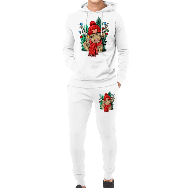 Red Christmas Long Haired Cow Hoodie & Jogger Set 3 Red Christmas Long Haired Cow Hoodie & Jogger Set