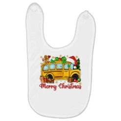 Merry Christmas School Bus Baby Bibs