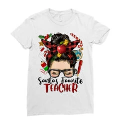 Messy Bun Christmas Teacher Ladies Fitted T-Shirt -Noel Outfits Store pd.2526572785.36.25093566.s3.1 front white ffffff none x3y0 148 800x800 1