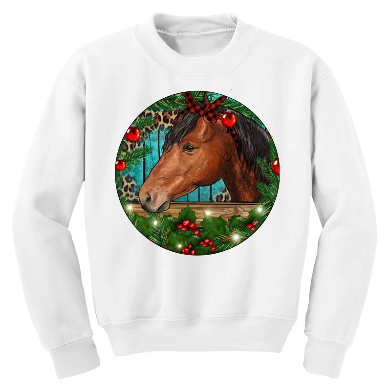Western Horse Christmas Youth Sweatshirt 5 Western Horse Christmas Youth Sweatshirt - Image 3