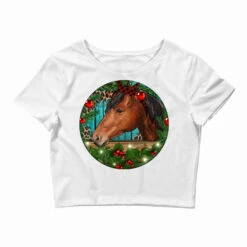 Western Horse Christmas Crop Top