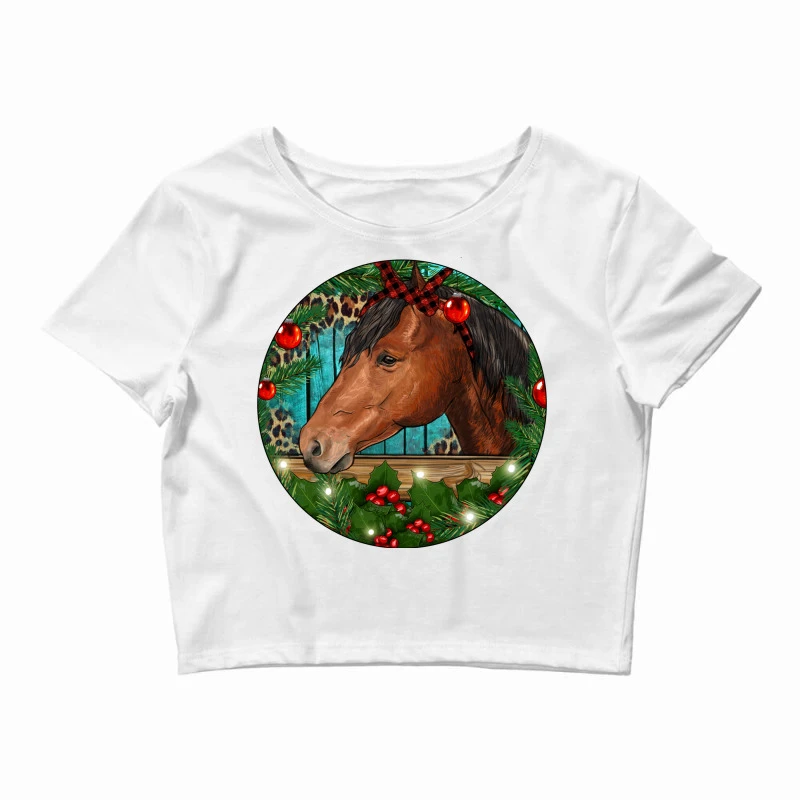 Western Horse Christmas Crop Top 3 Western Horse Christmas Crop Top