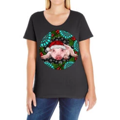 Baby Pig Christmas Ladies Curvy T-Shirt