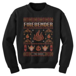 Avatar Firebending Iroh Christmas Youth Sweatshirt -Noel Outfits Store pd.2526606136.52.25067853.s3.1 front black ffffff none x6y0 157 800x800 1