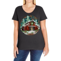Barn Christmas Ladies Curvy T-Shirt
