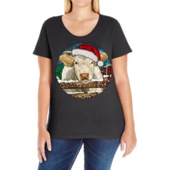 Charolais Cow Christmas Ladies Curvy T-Shirt
