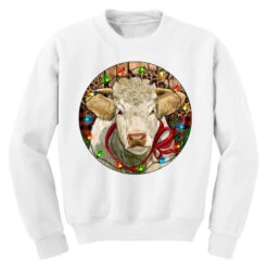 Charolais Heifer Christmas Youth Sweatshirt -Noel Outfits Store pd.2526673669.52.25095078.s3.1 front white ffffff none x0y0 169 800x800 1