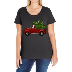 Christmas Farm Truck With Baby Sheep Ladies Curvy T-Shirt