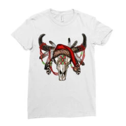Western Christmas Bull Skull Ladies Fitted T-Shirt -Noel Outfits Store pd.2526678007.36.25095111.s3.1 front white ffffff none x0y0 154 800x800 1