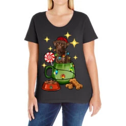 Christmas Coffee Cup With Labrador Ladies Curvy T-Shirt
