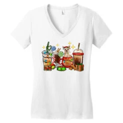 Christmas Coffee Cups With Chihuahua Women's V-Neck T-Shirt -Noel Outfits Store pd.2526682321.72.25095155.s3.1 front white ffffff none x0y0 138 800x800 1