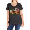 Christmas Coffee Cups With Saint Bernard Ladies Curvy T-Shirt
