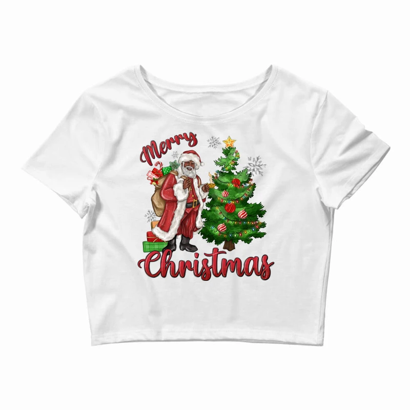 Merry Christmas Black Santa Crop Top 3 Merry Christmas Black Santa Crop Top