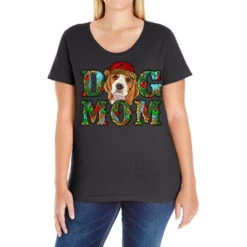Christmas Beagle Dog Mom Ladies Curvy T-Shirt
