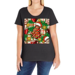 Christmas Cake And Seamless Digital Paper Ladies Curvy T-Shirt