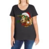 Christmas Glasses Goat Ladies Curvy T-Shirt