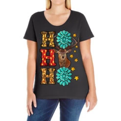 Gemstone And Reindeer Christmas Ho Ho Ho Ladies Curvy T-Shirt