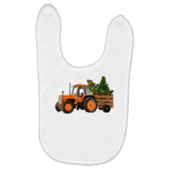 Christmas Orange Farm Tractor Baby Bibs
