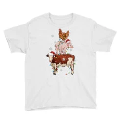 Merry Christmas Farm Animals Youth Tee -Noel Outfits Store pd.2526704030.37.25093801.s3.1 front white ffffff none x14.5y0 100 800x800 1