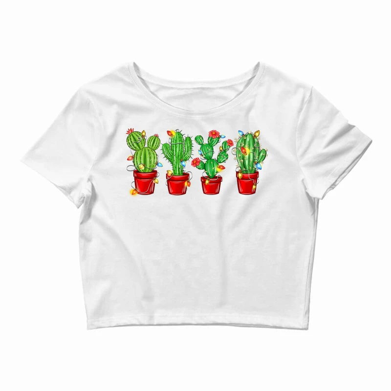 Christmas Cactuses Crop Top 3 Christmas Cactuses Crop Top