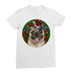 Christmas Pug With Buffalo Plaid Ladies Fitted T-Shirt -Noel Outfits Store pd.2526707680.36.25095345.s3.1 front white ffffff none x0y0 154 800x800 1
