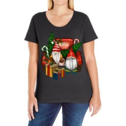 Christmas Truck And Gnome Ladies Curvy T-Shirt