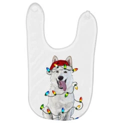 Christmas White Shepherd With Christmas Lights Baby Bibs