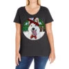 Christmas White Shepherd With Cowhide Ladies Curvy T-Shirt