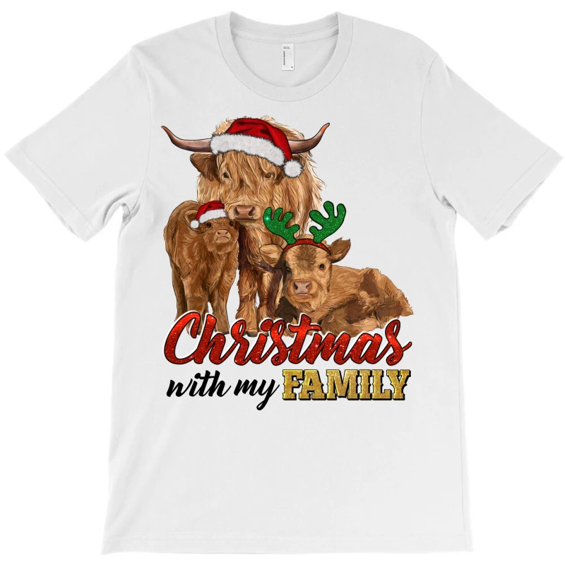 Cow And Calves Christmas With My Family T-Shirt 5 Cow And Calves Christmas With My Family T-Shirt - Image 3