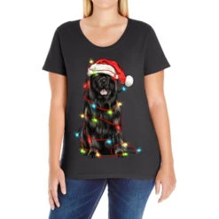 Christmas Newfoundland Dog Ladies Curvy T-Shirt