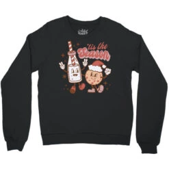 Tis The Season Christmas Milk And Cookie Crewneck Sweatshirt -Noel Outfits Store pd.2526746046.32.25095535.s3.1 front black ffffff none x0y0 124 800x800 1