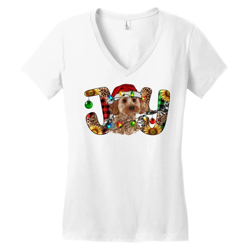 Cockapoo Christmas Joy Women's V-Neck T-Shirt 5 Cockapoo Christmas Joy Women's V-Neck T-Shirt - Image 3