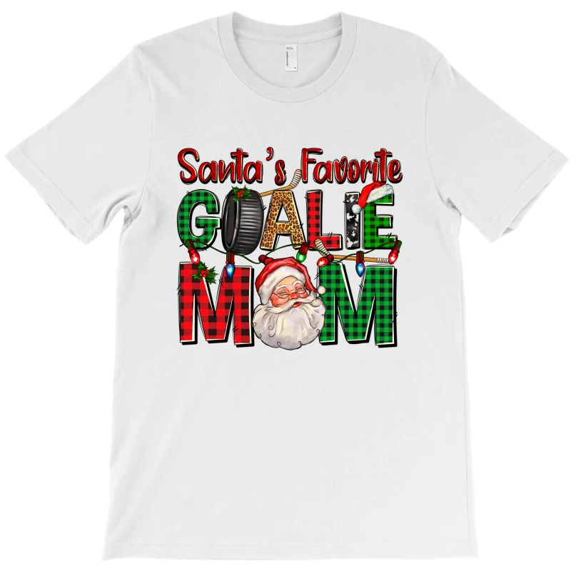 Santa's Favorite Hockey Goalie Mom Christmas T-Shirt 5 Santa's Favorite Hockey Goalie Mom Christmas T-Shirt - Image 3