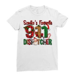 Santa's Favorite 911 Dispatcher For Christmas Ladies Fitted T-Shirt -Noel Outfits Store pd.2526772388.36.25095469.s3.1 front white ffffff none x0y0 154 800x800 1