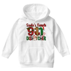 Santa's Favorite 911 Dispatcher For Christmas Youth Hoodie -Noel Outfits Store pd.2526772412.53.25095469.s3.1 front white ffffff none x0y0 113 800x800 1