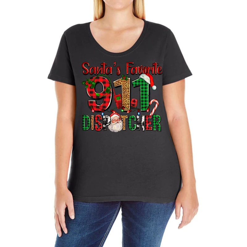 Santa's Favorite 911 Dispatcher For Christmas Ladies Curvy T-Shirt 3 Santa's Favorite 911 Dispatcher For Christmas Ladies Curvy T-Shirt