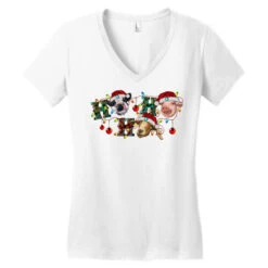 Hohoho Christmas Cows Women's V-Neck T-Shirt -Noel Outfits Store pd.2526779998.72.25096875.s3.1 front white ffffff none x0y0 138 800x800 1