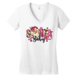 Santa Baby Pink Christmas Women's V-Neck T-Shirt -Noel Outfits Store pd.2526781399.72.25096758.s3.1 front white ffffff none x0y0 138 800x800 1