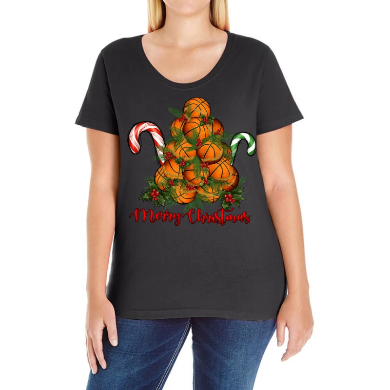 Merry Christmas Basketball Ladies Curvy T-Shirt 3 Merry Christmas Basketball Ladies Curvy T-Shirt