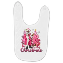 Pink Merry Christmas Black Santa Baby Bibs