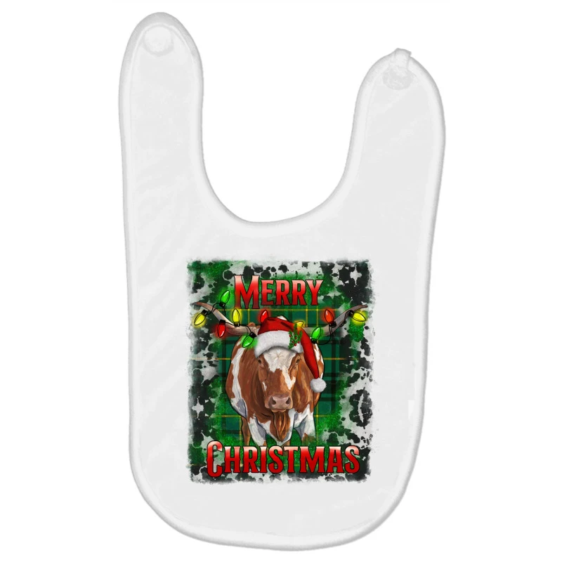 Western Merry Christmas Longhorn Cow Baby Bibs 3 Western Merry Christmas Longhorn Cow Baby Bibs