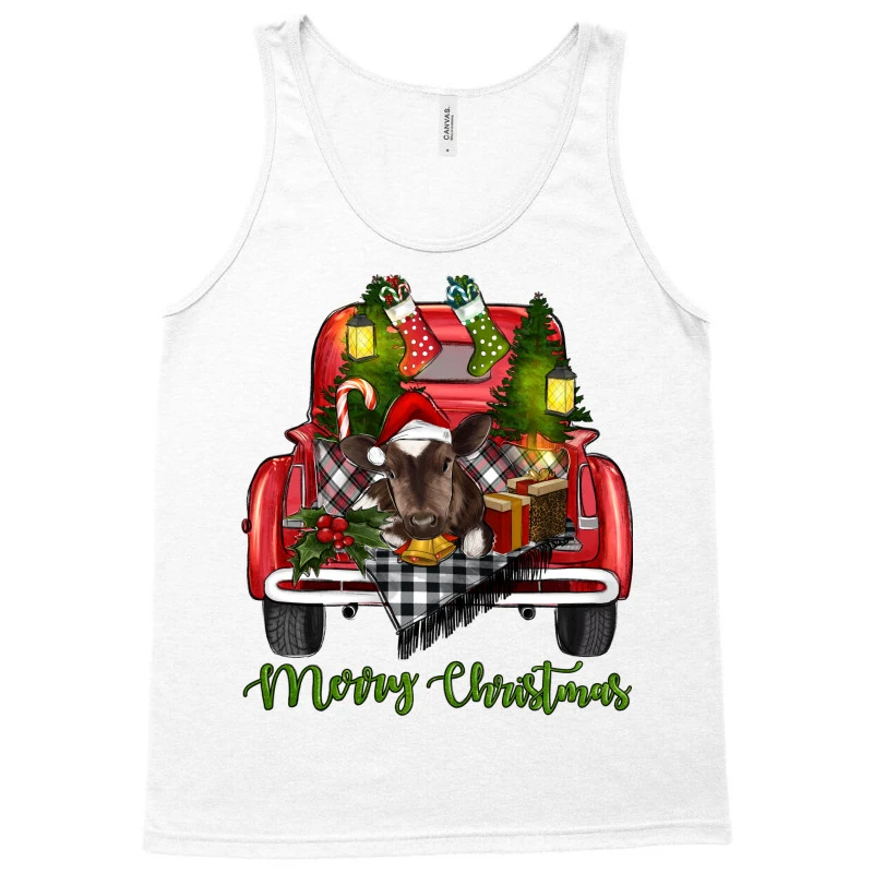 Merry Christmas Farm Truck With Baby Cow Tank Top 5 Merry Christmas Farm Truck With Baby Cow Tank Top - Image 3
