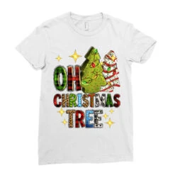 Oh Christmas Tree Christmas Cake Ladies Fitted T-Shirt -Noel Outfits Store pd.2526793125.36.25097096.s3.1 front white ffffff none x0y0 154 800x800 1