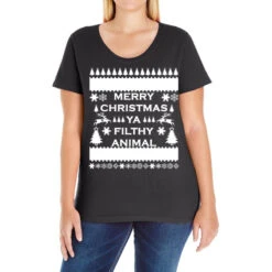 Merry Christmas Ya Filthy Animal Ladies Curvy T-Shirt