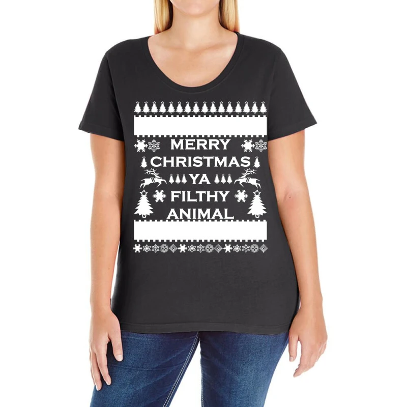Merry Christmas Ya Filthy Animal Ladies Curvy T-Shirt 3 Merry Christmas Ya Filthy Animal Ladies Curvy T-Shirt