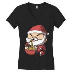 Kawaii Anime Christmas Santa Claus Japanese Women's V-Neck T-Shirt -Noel Outfits Store pd.2526814054.72.25097400.s3.1 front black ffffff none x0y4.5 138 800x800 1