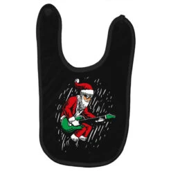 Santa Playing Guitar Christmas Pajama Musician Baby Bibs