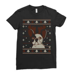 Ugly Christmas French Bulldog Puppy With Reindeer Ladies Fitted T-Shirt -Noel Outfits Store pd.2527015846.36.25089430.s3.1 front black ffffff none x0y0 154 800x800 1